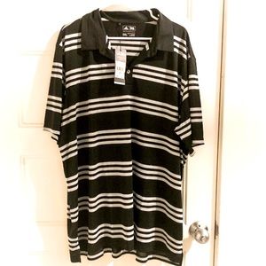 Mens 2x black/white striped adidas polo w/tags
